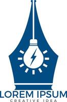 Pen nib and bulb logo idea. vector