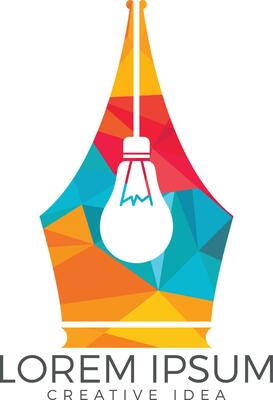Pen nib and bulb logo idea.