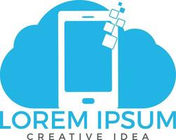 Cloud and Mobile phone logo design. Digital storage and computing service concept. vector