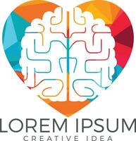 diseño creativo del logo en forma de corazón cerebral. pensar en el concepto de idea. lluvia de ideas icono de logotipo de cerebro de pensamiento de poder. vector