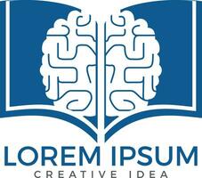 diseño del logotipo del cerebro del libro. diseño de logotipo educativo e institucional. vector