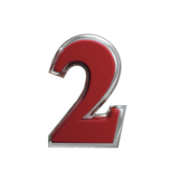 numéro 2 rendu 3d mentle couleur rouge png