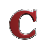 Letter C 3D render Mentle Red color png