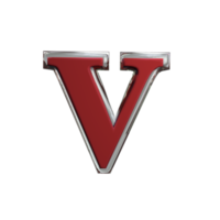 lettera v 3d rendere mentale rosso colore png