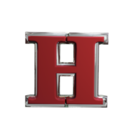 Letter H 3D Render mental red color png