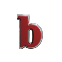 Buchstabe b 3D-Rendering rote Farbe png