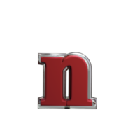 Letter n 3D Rendering Red color png