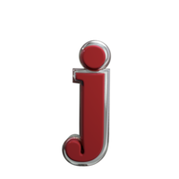 Letter j 3D Rendering Red color png