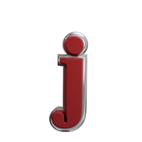 lettera j 3d interpretazione rosso colore png