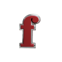 letra f renderizado 3d color rojo png