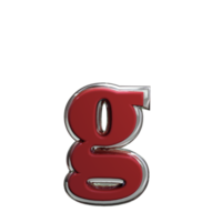 Buchstabe g 3D-Rendering rote Farbe png