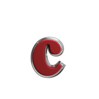 Letter c 3D Rendering Red color png