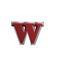 Letter w 3D Rendering Red color png