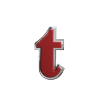 Letter t 3D Rendering Red color png