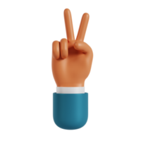 3d hand peace gesture png