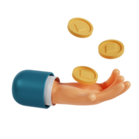 3d hand hold coin png