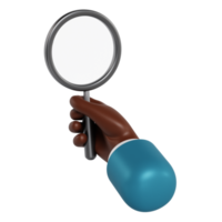 3d hand hold magnifying glass png