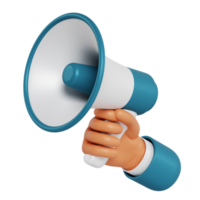 3d hand hold megaphone png
