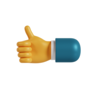 3d hand thumb up gesture png
