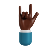 Gesto de rock and roll de mano 3d png