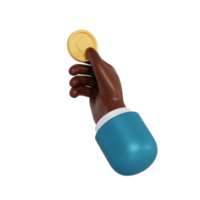 3d hand hold coin png