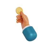 3d hand hold coin png