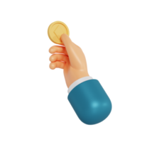 3d hand hold coin png
