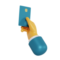 cartão de crédito de preensão de mão 3d png