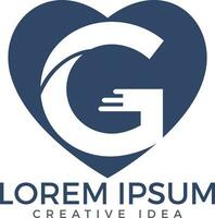 plantilla de diseño de logotipo de empresa letra g. logotipo de la letra g en forma de corazón. vector