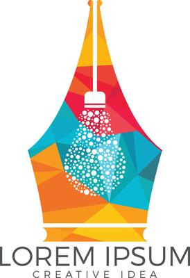 Pen nib and bulb logo idea.