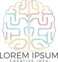 diseño creativo del logotipo del cerebro. Piense en el concepto de idea. Lluvia de ideas icono de logotipo de cerebro de pensamiento de poder. vector