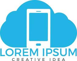 Cloud and Mobile phone logo design. Digital storage and computing service concept. vector