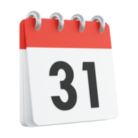 31 on 3D render of calendar png