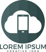 Cloud and Mobile phone logo design. Digital storage and computing service concept. vector
