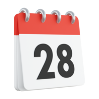 28 on 3D render of calendar png