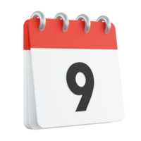 9 on 3D render of calendar png