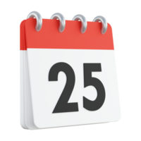 25 en render 3d de calendario png