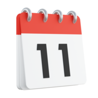 11 em renderização 3d do calendário png