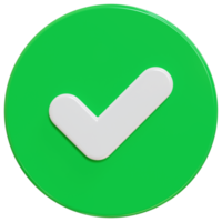 Representación 3d del icono de marca de verificación elección verdadera png