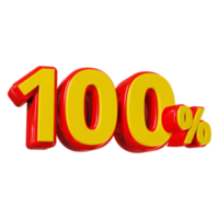 3D render of 100 percent discount for marketing and sale png