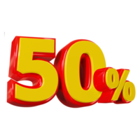 3D render of 50 percent discount for marketing and sale png