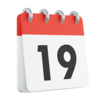 19 on 3D render of calendar png