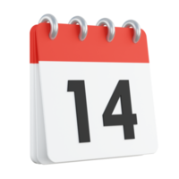 14 on 3D render of calendar png