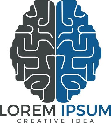 Creative brain logo design. Think idea concept.Brainstorm power thinking brain Logotype icon.