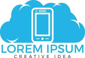 Cloud and Mobile phone logo design. Digital storage and computing service concept. vector