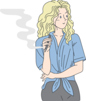vape flicka tecknad serie stil innehav ånga elektrisk cigarett med aktiviteter png