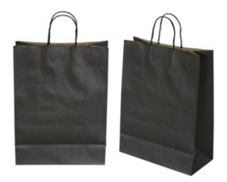 black paper bag isolated with clipping path for mockup png