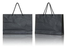 black paper bag isolated with reflect floor for mockup png