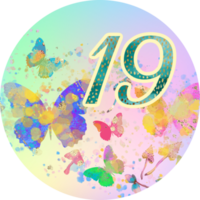 calendrier de l'avent, 19 e anniversaire, noël, modèle de mariage. papillons aquarelles, fleurs. png