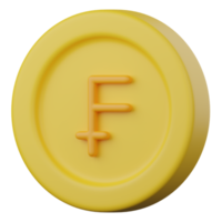 icône 3d de la pièce de monnaie franc png